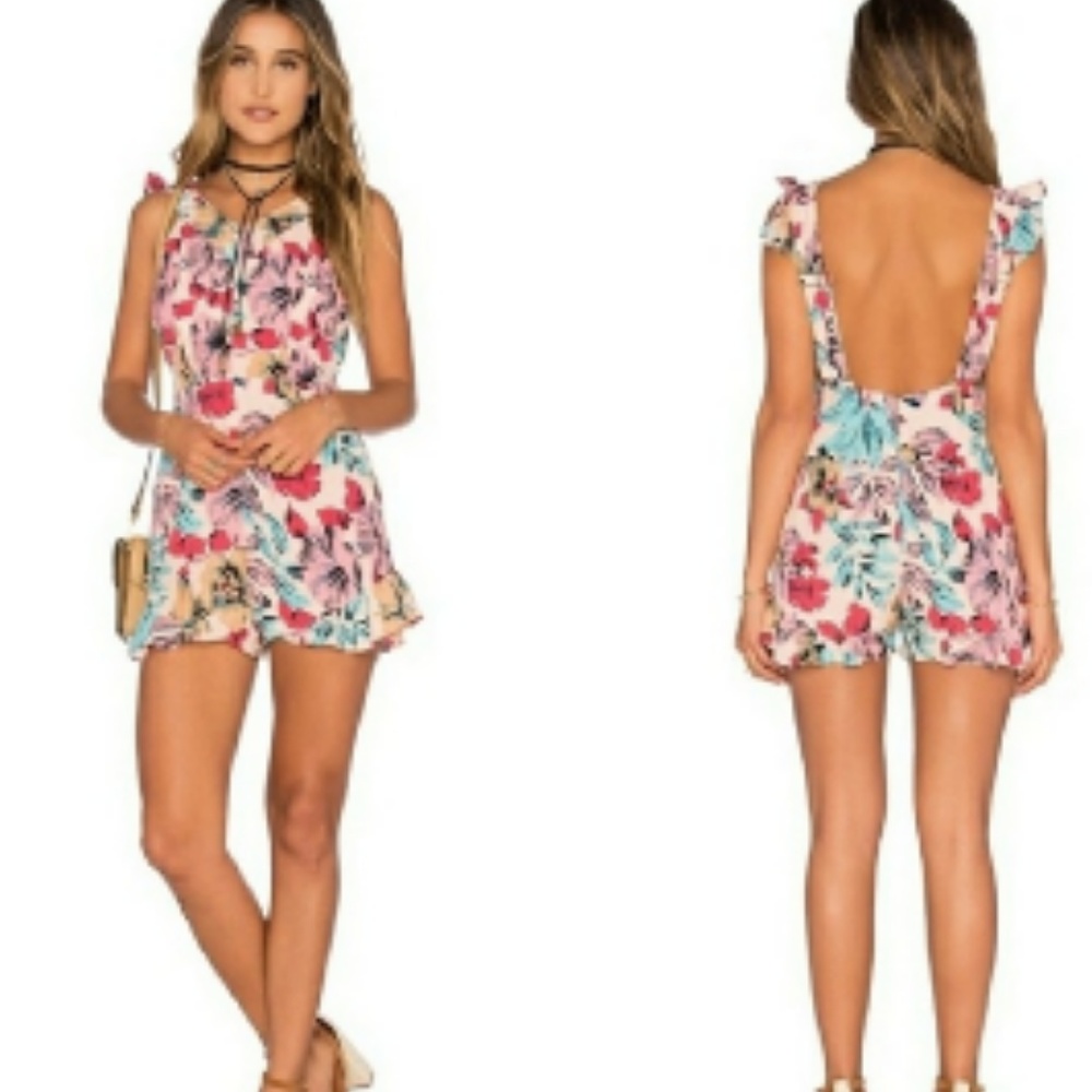 For Love and Lemons x Revolve floral romper XS